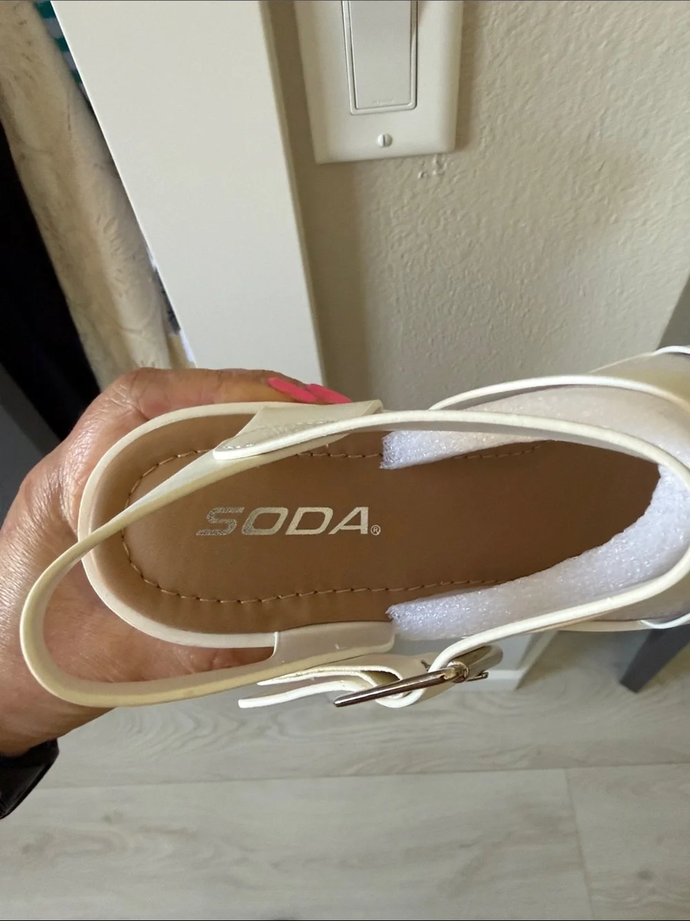 Soda White Chunky Platform Slingback Sandals